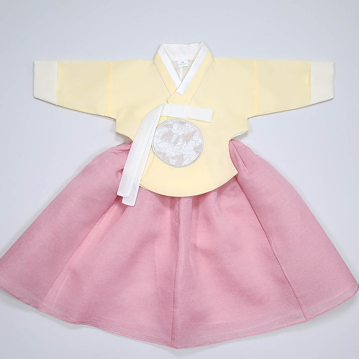 Hanbok Girl Baby Korea Traditional Clothing Set First Birthday Celebration Party 100th Birth Celebration 1–15 years Yellow HG359