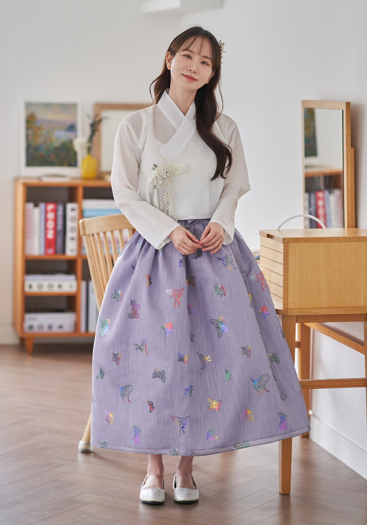 Korean Modern Daily Hanbok Casual Modernized Party Celebration Top Jeogori Butterfly Print SSN104