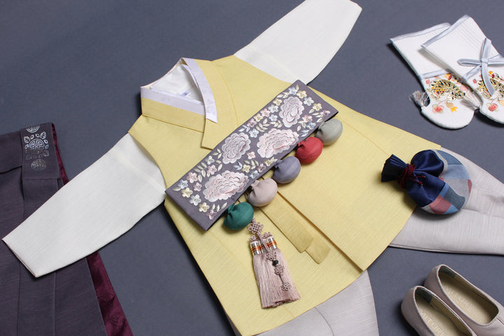 Korean Traditional Boy Baby Hanbok Dol Baikil Party Celebration 100th Days 1-10 Years Yellow DDB123