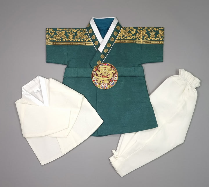 Korean Traditional Boy Baby Hanbok Dol Baikil Party Celebration 100th Days 1-8 Ages Green HGB119