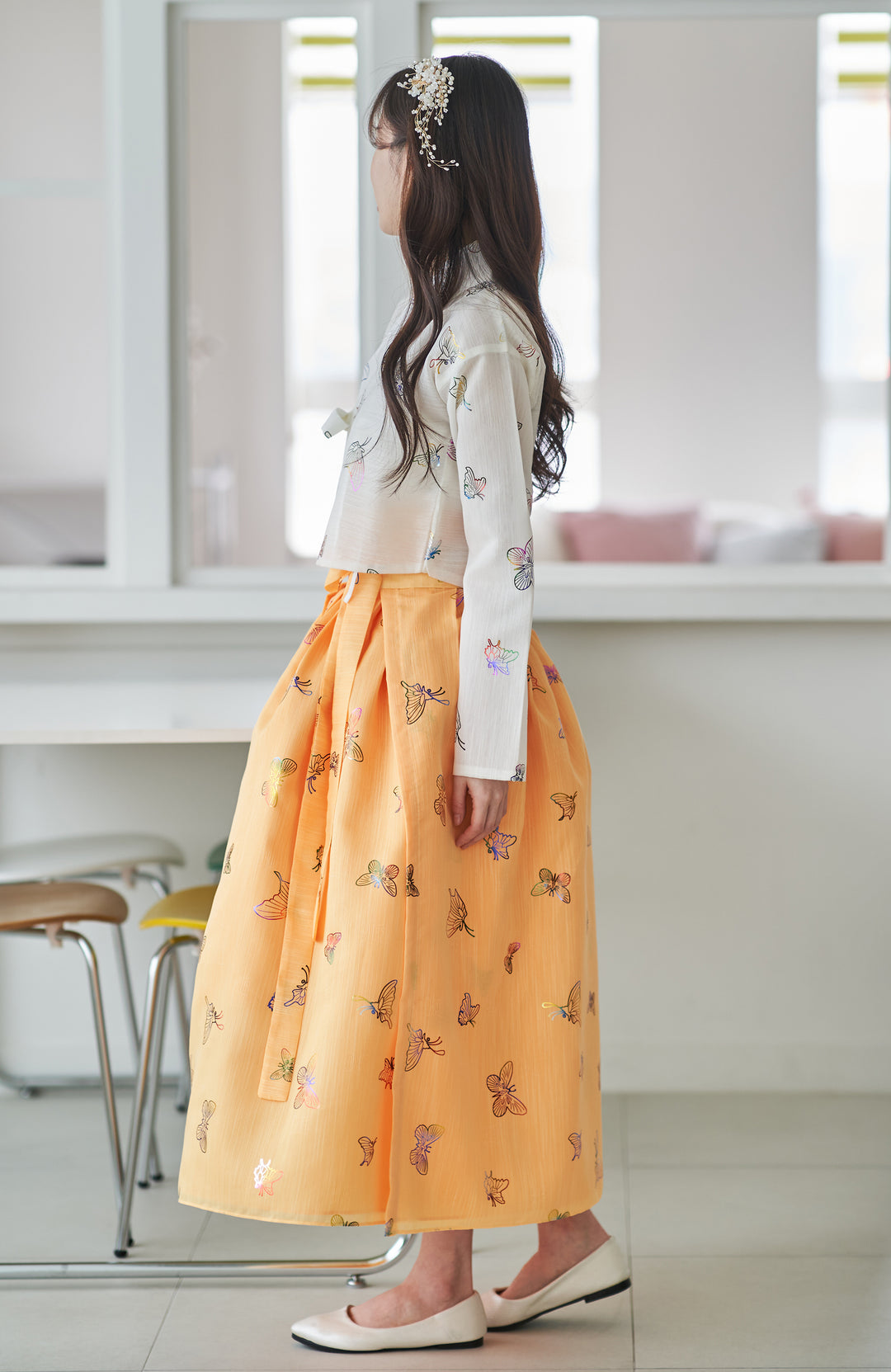 Korean Modern Daily Hanbok Casual Modernized Party Celebration Top Jeogori Butterfly Print SSN103
