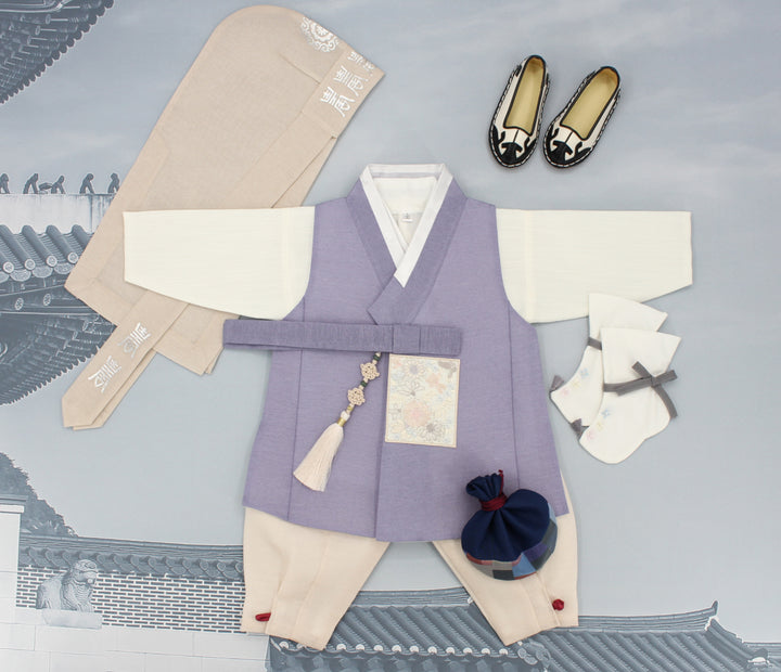 Korean Traditional Boy Baby Hanbok Dol Baikil Party Celebration 100th Days 1-10 Years Violet DDB119