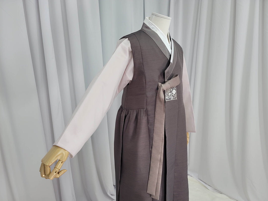 Korean Traditional Man Male Personal Custom Hanbok&nbsp; Brown Embroidery Patch Design Wedding Party Ceremony OSM144