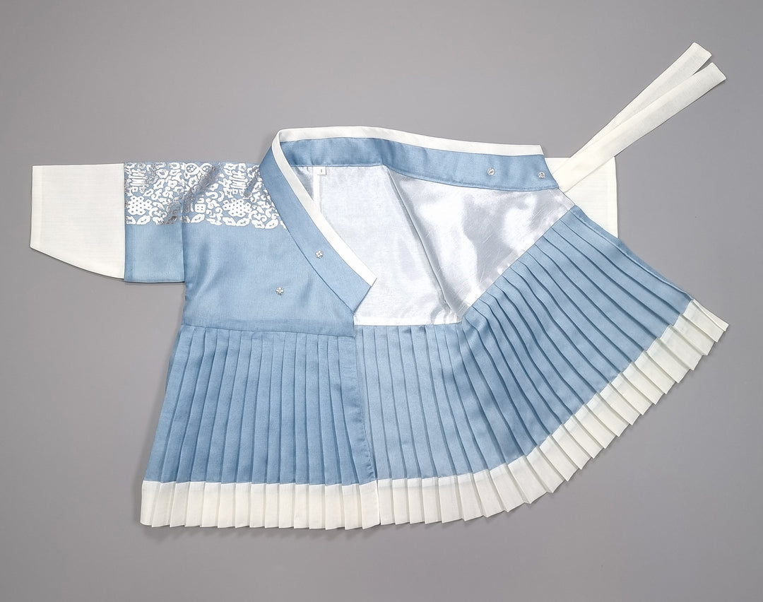 Korean Traditional Boy Baby Hanbok Dol Baikil Party Celebration 100th-10 Ages King Design Blue GHB115