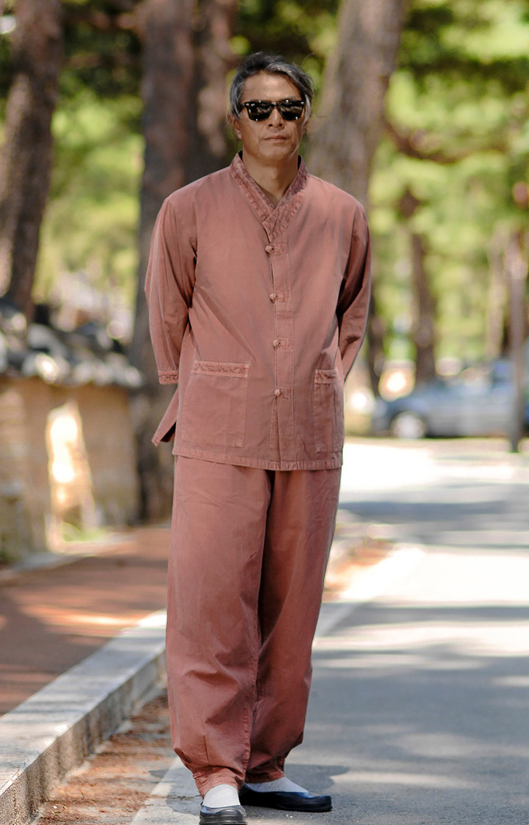 Korean Hanbok Washed Cotton Common Use Man Woman Casual Daily Clothing 3/4 Sleeve BTS 10097 Brown