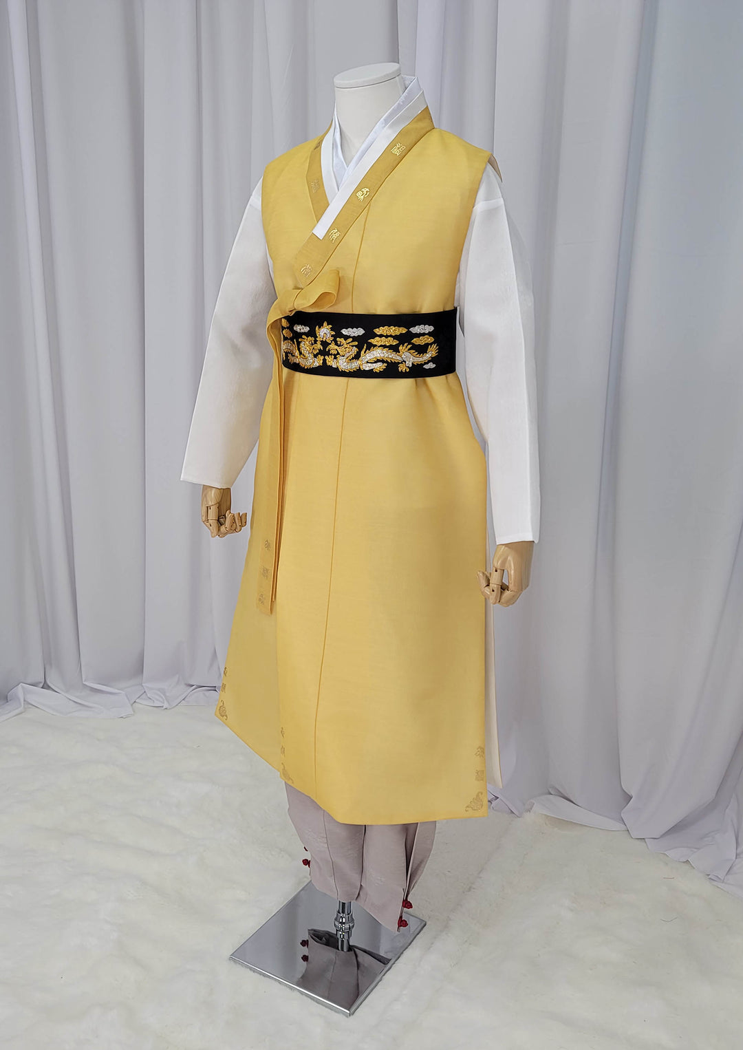 Korean Traditional Man Male Personal Custom Hanbok&nbsp; Yellow Print Design Wedding Party Ceremony OSM145