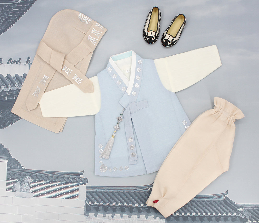 Korean Traditional Boy Baby Hanbok Dol Baikil Party Celebration 100th Days 1st Birthday 1–10 Years Light Blue DDB130