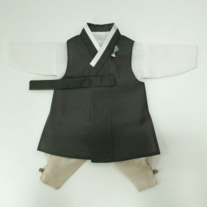 Korean Traditional Boy Baby Hanbok Dol&nbsp; Party Celebration 1–12 Ages Khaki Green OSB264
