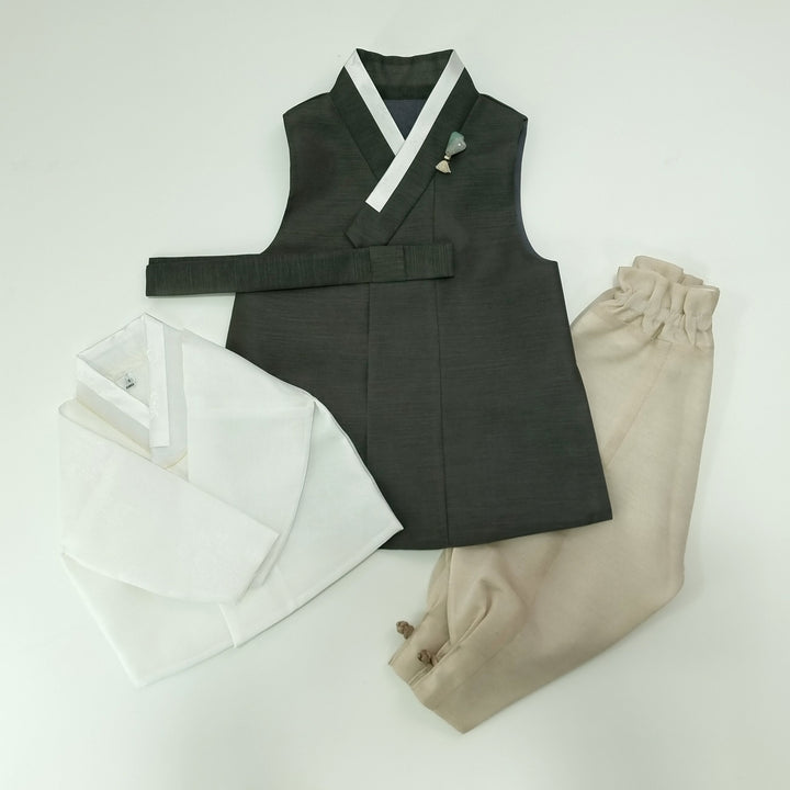 Korean Traditional Boy Baby Hanbok Dol&nbsp; Party Celebration 1–12 Ages Khaki Green OSB264