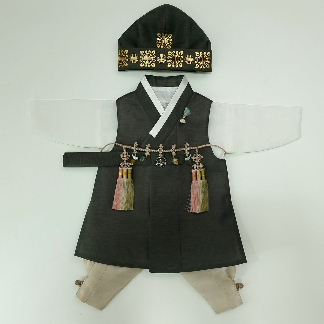 Korean Traditional Boy Baby Hanbok Dol&nbsp; Party Celebration 1–12 Ages Khaki Green OSB264