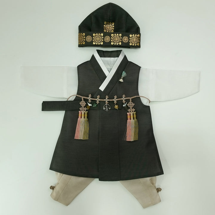 Korean Traditional Boy Baby Hanbok Dol&nbsp; Party Celebration 1–12 Ages Khaki Green OSB264