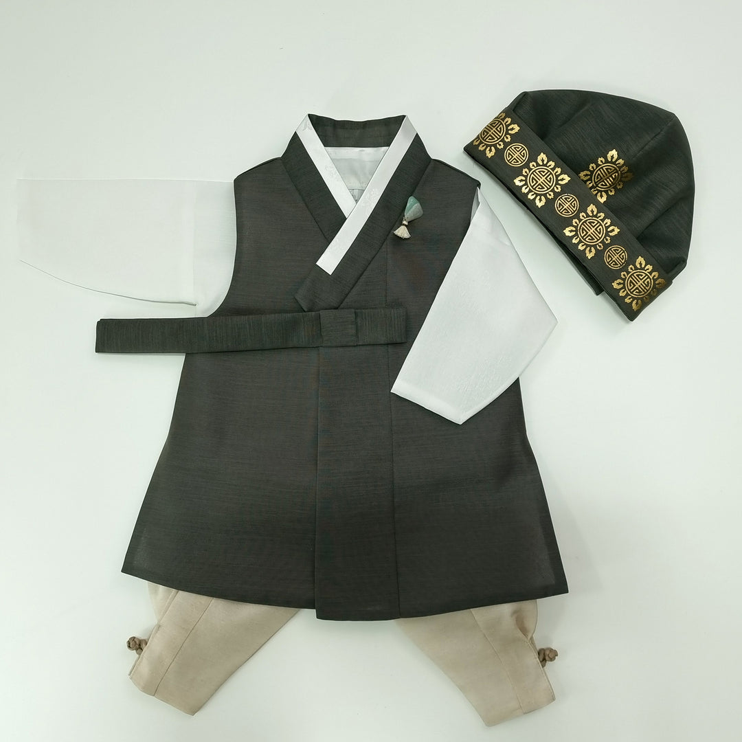 Korean Traditional Boy Baby Hanbok Dol&nbsp; Party Celebration 1–12 Ages Khaki Green OSB264