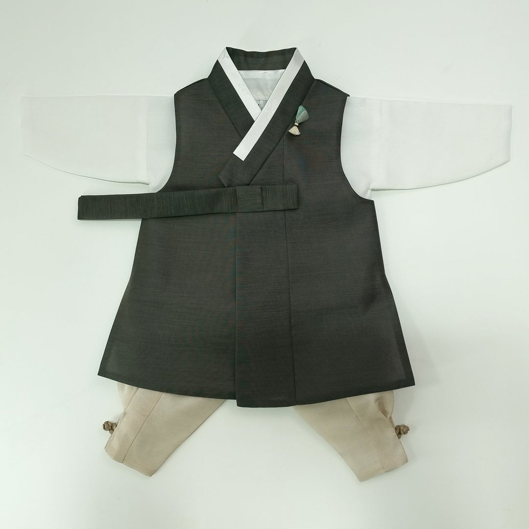 Korean Traditional Boy Baby Hanbok Dol&nbsp; Party Celebration 1–12 Ages Khaki Green OSB264