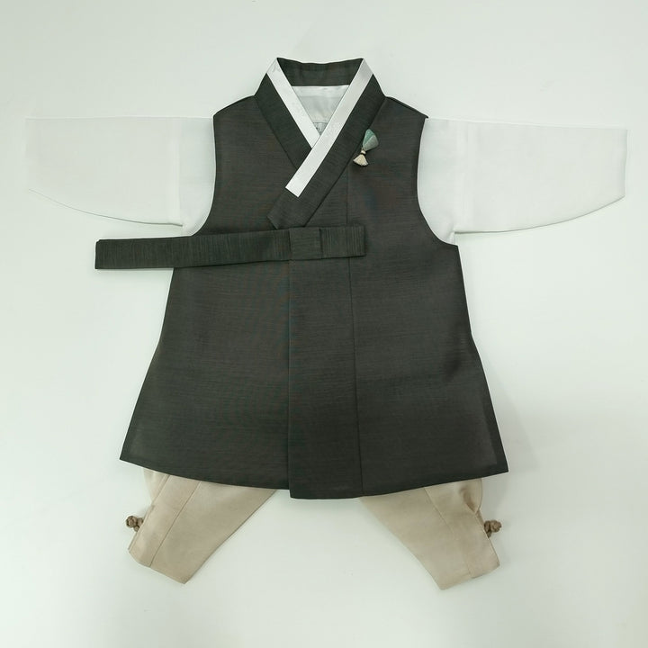 Korean Traditional Boy Baby Hanbok Dol&nbsp; Party Celebration 1–12 Ages Khaki Green OSB264