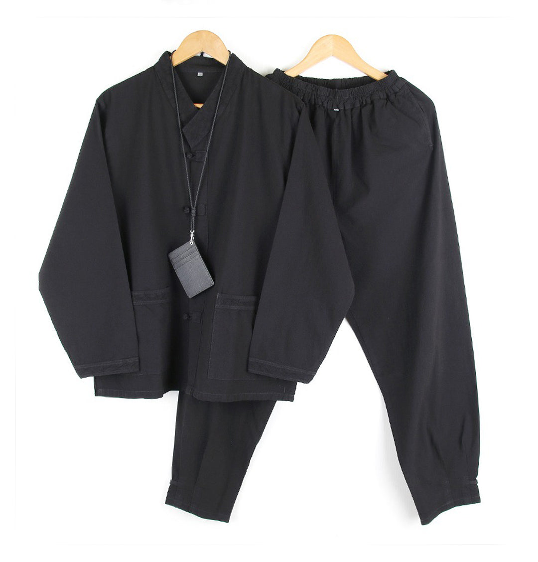 Korean Hanbok Washed Cotton Common Use Man Woman Casual Daily Clothing V Neck Open Jacket Pants Set JH107