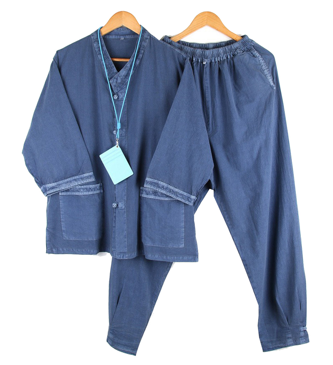 Korean Hanbok Washed Cotton Common Use Man Woman Casual Daily Clothing V Neck Open 3/4 Sleeve Jacket Pants Set JH108