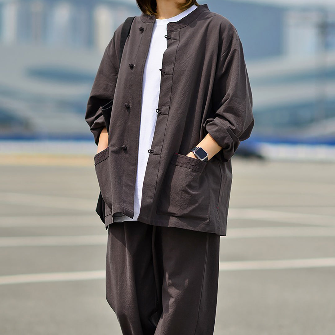 Korean Hanbok Washed 17's Dyed Cotton Common Use Man Woman Casual Daily Clothing BTS Charcoal 24014