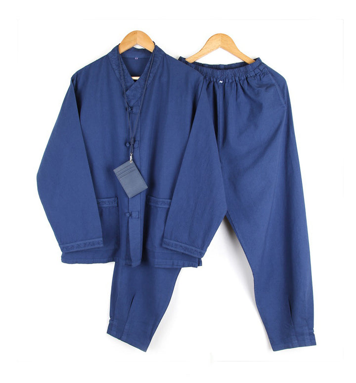 Korean Hanbok Washed Cotton Common Use Man Woman Casual Daily Clothing V Neck Open Jacket Pants Set JH107