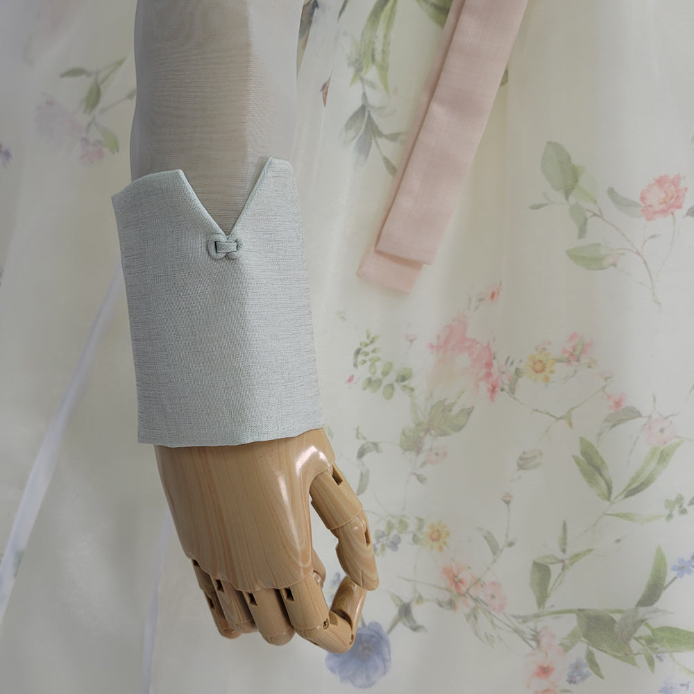 Woman Hanbok Dress Korea Traditional clothes Set Wedding Ceremony Birthday Custom-Made Mint See-through OSW902