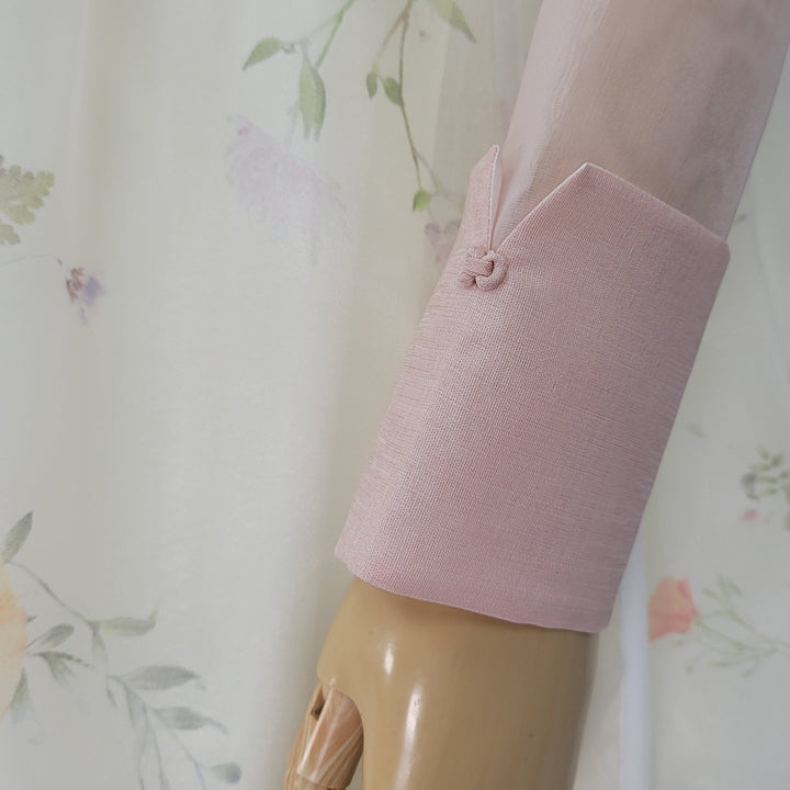 Woman Hanbok Dress Korea Traditional clothes Set Wedding Ceremony Birthday Custom-Made Pink See-through OSW901