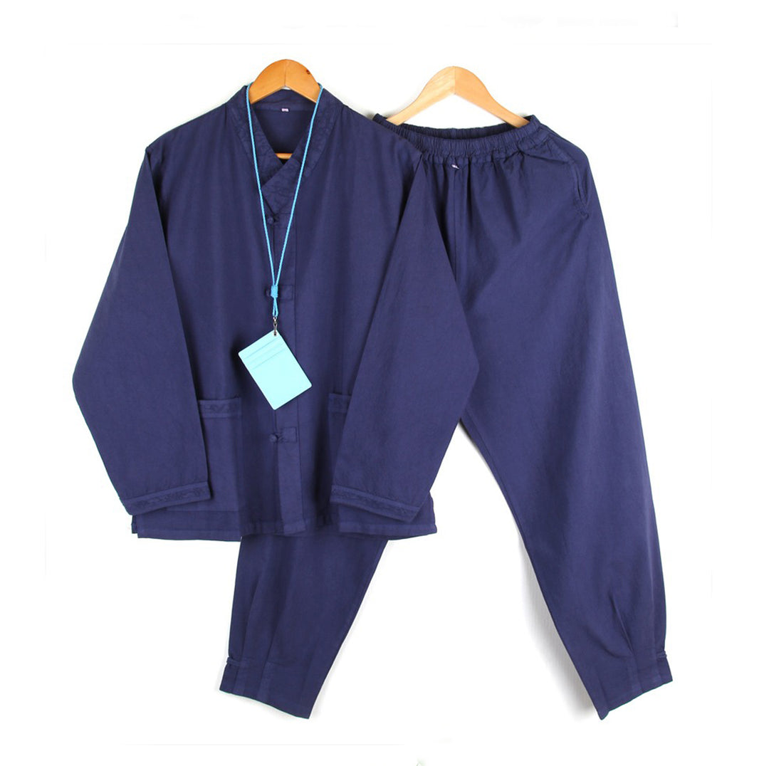 Korean Hanbok Washed Cotton Common Use Man Woman Casual Daily Clothing V Neck Open Jacket Pants Set JH107