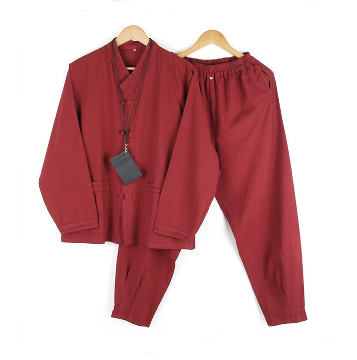 Korean Hanbok Washed Cotton Common Use Man Woman Casual Daily Clothing V Neck Open Jacket Pants Set JH107