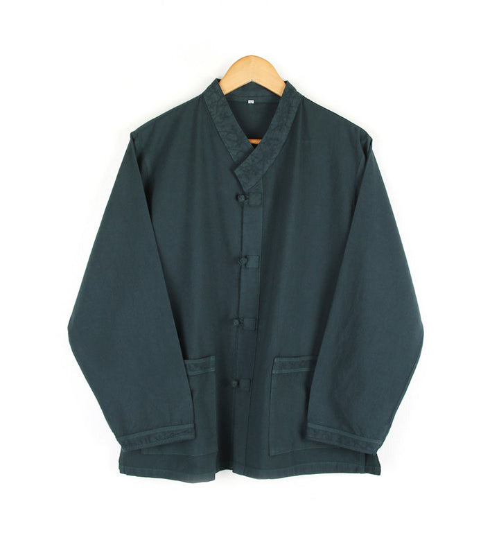 Korean Hanbok Washed Cotton Common Use Man Woman Casual Daily Clothing V Neck Open Jacket Pants Set JH107